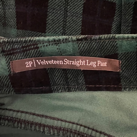 Talbots Women's Stretch Velveteen Straight Leg Holiday Plaid, Size 2P - Picture 9 of 13